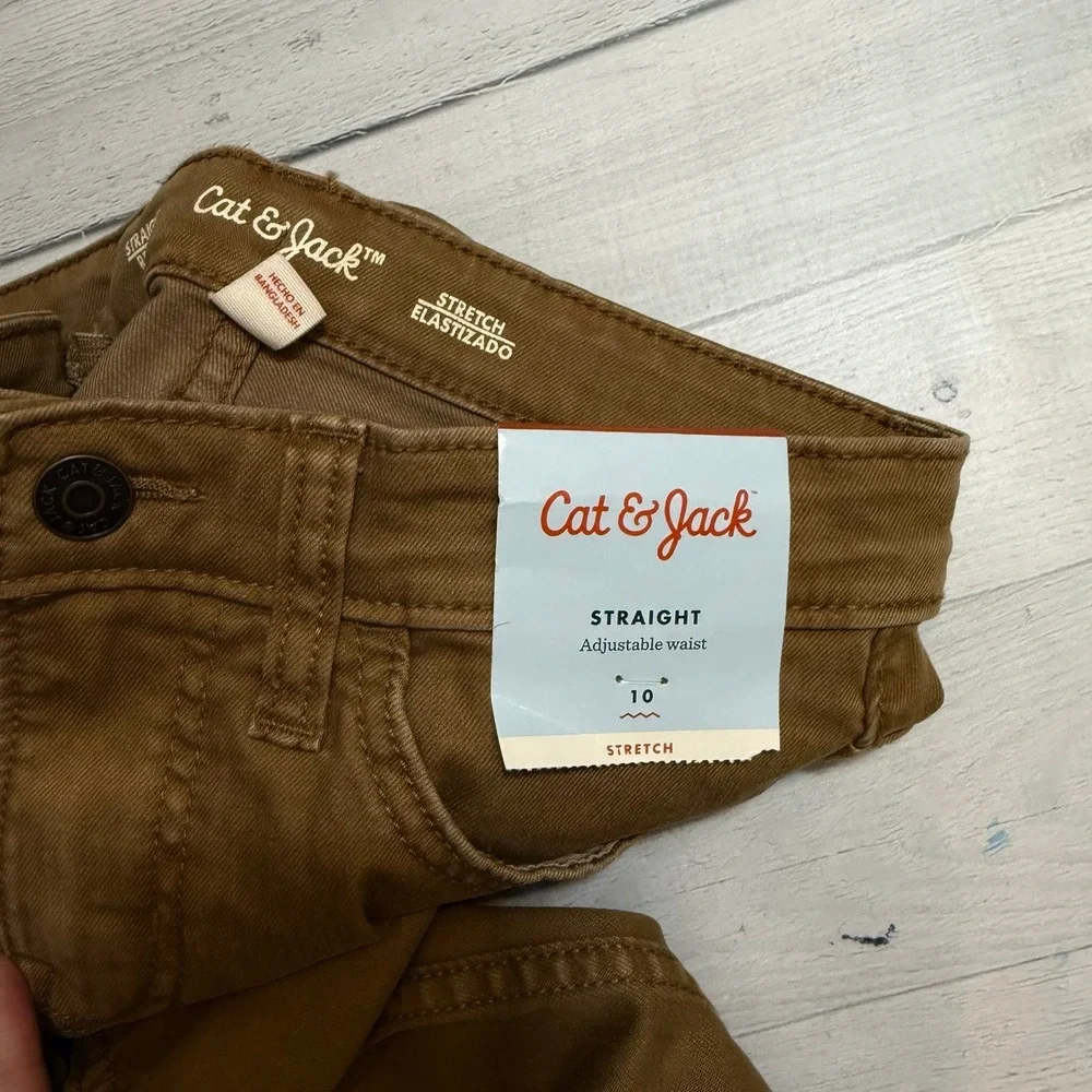 Cat & Jack boys Khaki‎ straight adjustable waist pants size 10 NEW